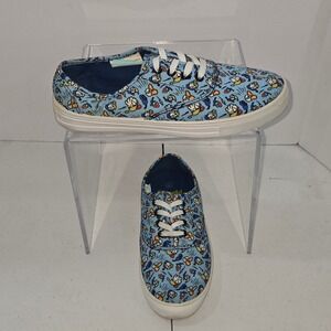 Disney Donald Duck Canvas Sneakers Blue All Over Print Lace Up Shoes Size 7